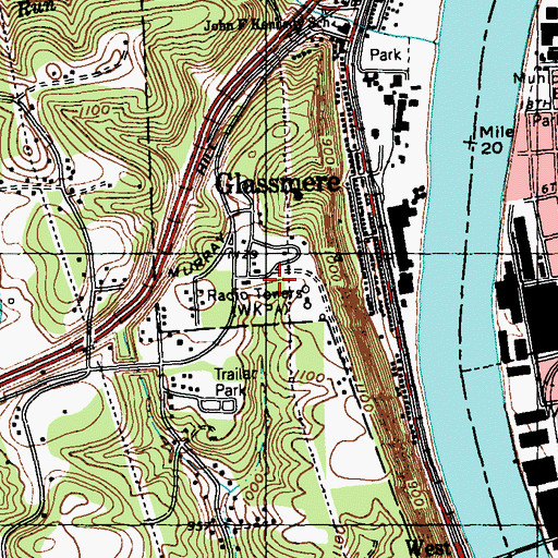 Topographic Map of WKPA-AM (New Kensington), PA