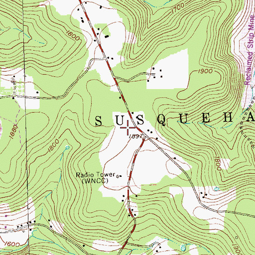 Topographic Map of WNCC-AM (Barnesboro), PA