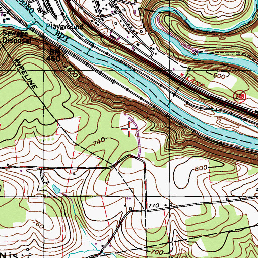 Topographic Map of WYNS-AM (Lehighton), PA