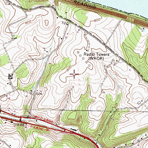Topographic Map of WKOK-AM (Sunbury), PA