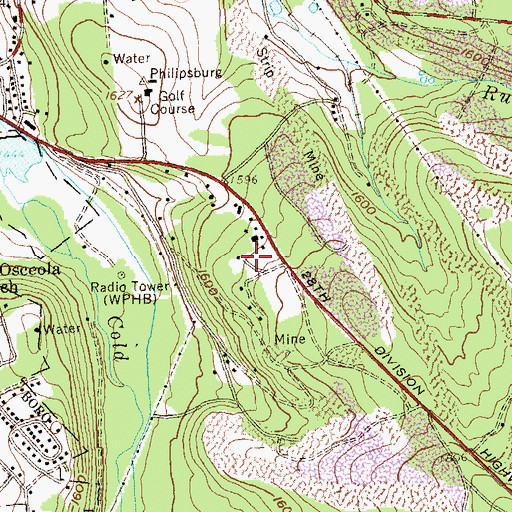Topographic Map of WPHB-AM (Phillipsburg), PA