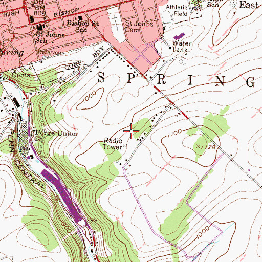 Topographic Map of WBLF-AM (Bellefonte), PA