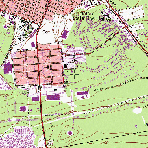 Topographic Map of WAZL-AM (Hazelton), PA