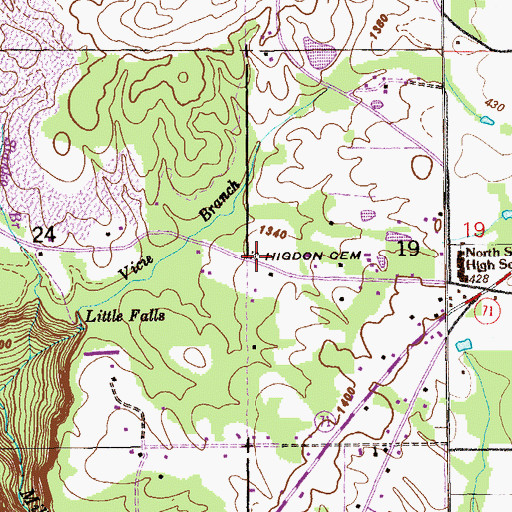 Topographic Map of Higdon Cemetery, AL