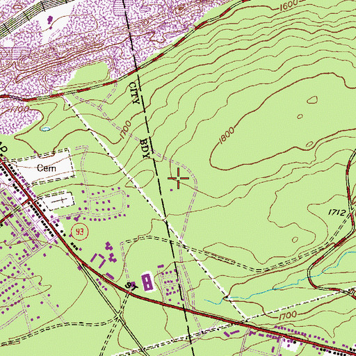 Topographic Map of WHZN-AM (Hazelton), PA
