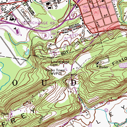 Topographic Map of WVPO-AM (Stroudsburg), PA