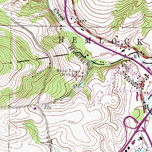 Topographic Map of WHLM-AM (Bloomsburg), PA