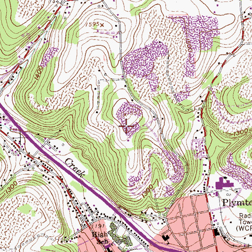 Topographic Map of WCPA-AM (Clearfield), PA