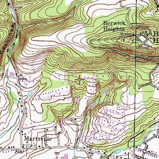 Topographic Map of WBRX-AM (Berwick), PA
