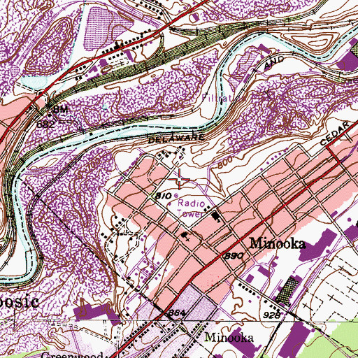 Topographic Map of WGBI-AM (Scranton), PA