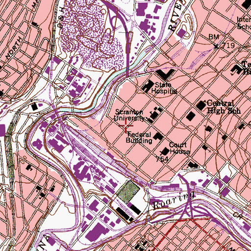 Topographic Map of WEJL-AM (Scranton), PA