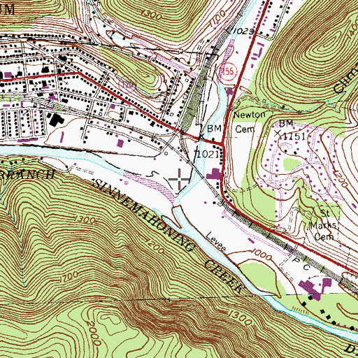 Topographic Map of WLEM-AM (Emporium), PA