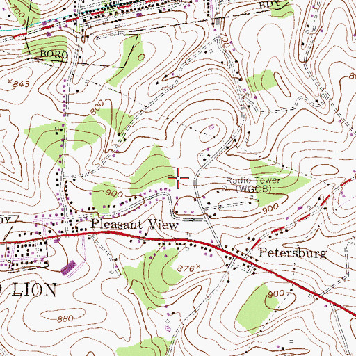 Topographic Map of WGCB-TV (Red Lion), PA