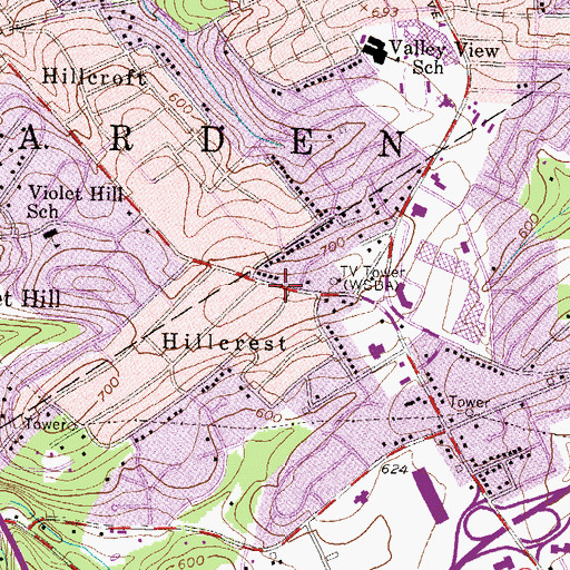 Topographic Map of WSBA-TV (York), PA