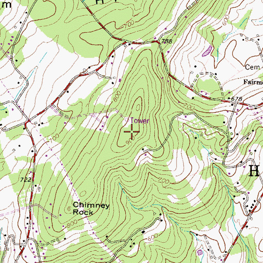 Topographic Map of WSBA-TV (York), PA