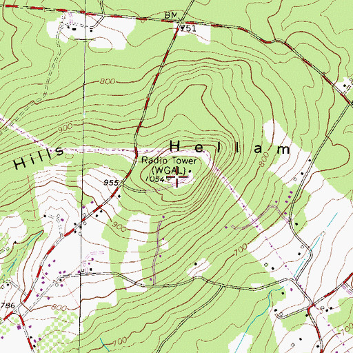 Topographic Map of WGAL-TV (Lancaster), PA