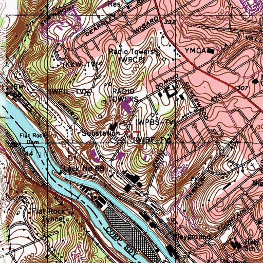 Topographic Map of WTAF-TV (Philadelphia), PA