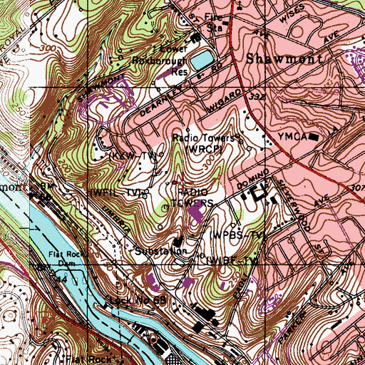 Topographic Map of WPVI-TV (Philadelphia), PA