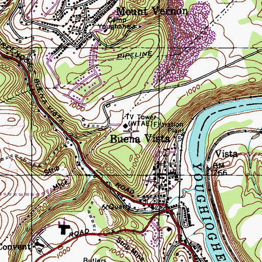 Topographic Map of WTAE-TV (Pittsburgh), PA