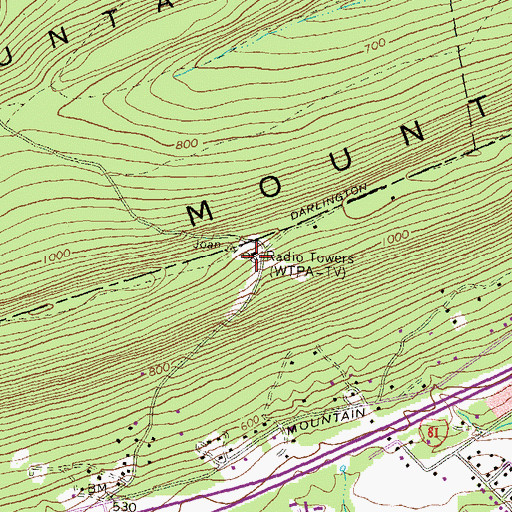 Topographic Map of WHTM-TV (Harrisburg), PA