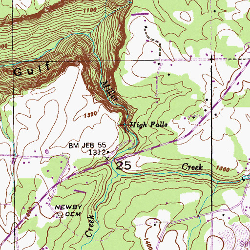 Topographic Map of High Falls, AL