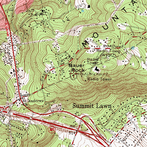 Topographic Map of WFMZ-TV (Allentown), PA