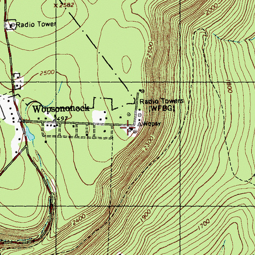 Topographic Map of WTAJ-TV (Altoona), PA