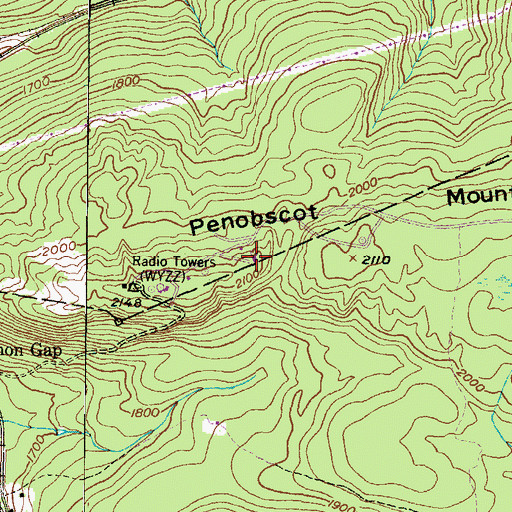 Topographic Map of WBRE-TV (Wilkes-Barre), PA