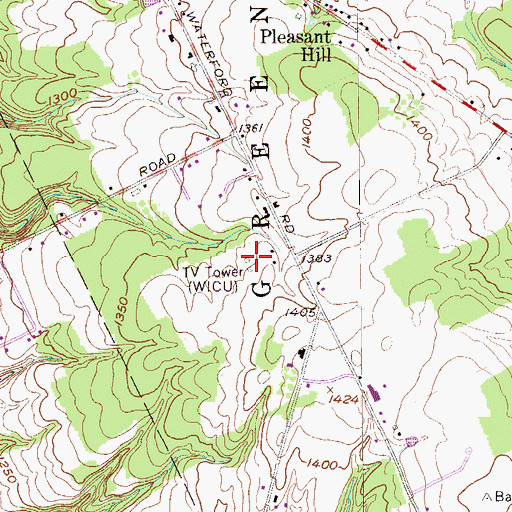 Topographic Map of WICU-TV (Erie), PA