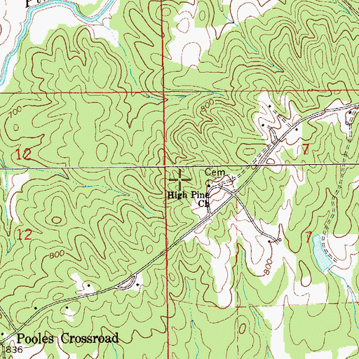 Topographic Map of High Pine Baptist Church, AL