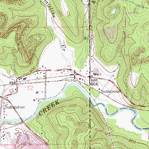 Topographic Map of East Fork Stateline Creek, OH
