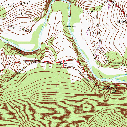 Topographic Map of McCauley, PA