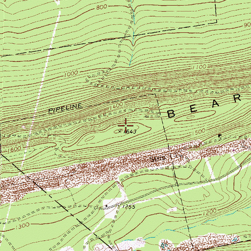Topographic Map of Bear Mountain, PA