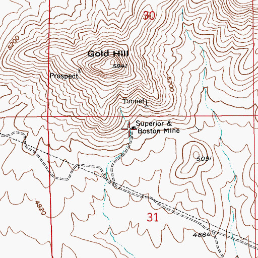 Topographic Map of Superior Mine, AZ