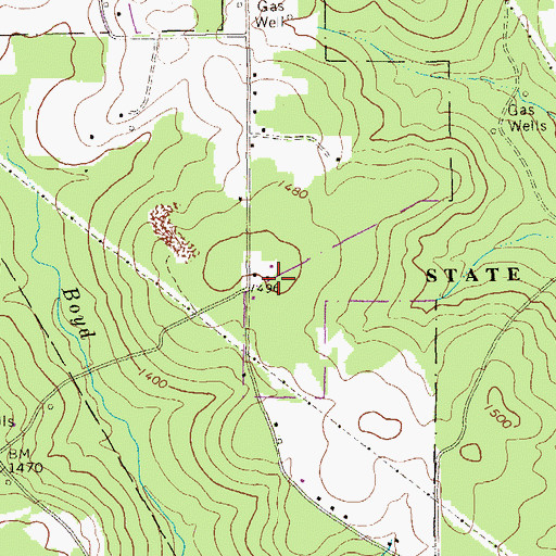 Topographic Map of Buckhorn School, PA