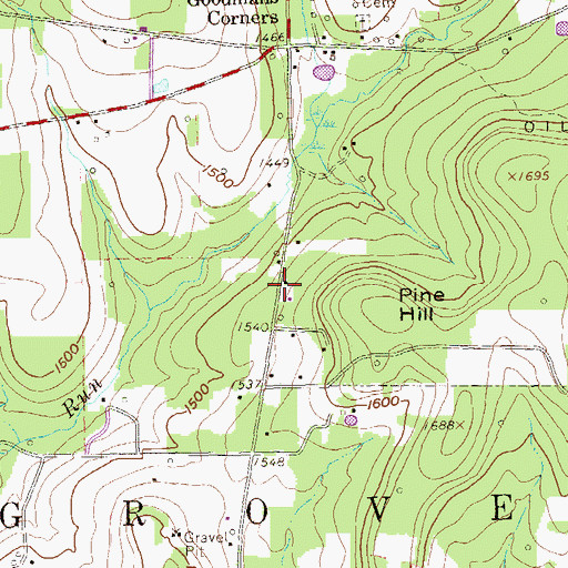 Topographic Map of Pine Hill School, PA