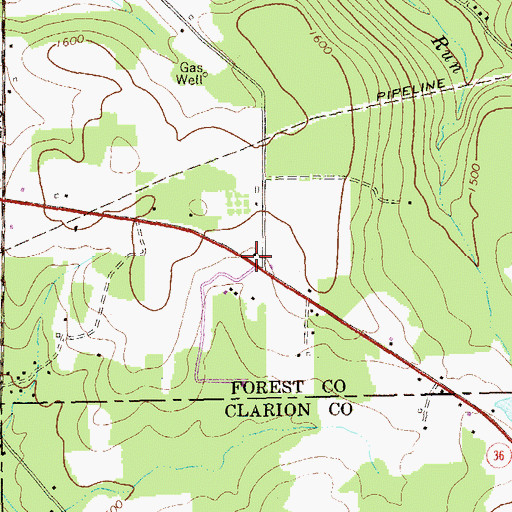 Topographic Map of Hinder School, PA