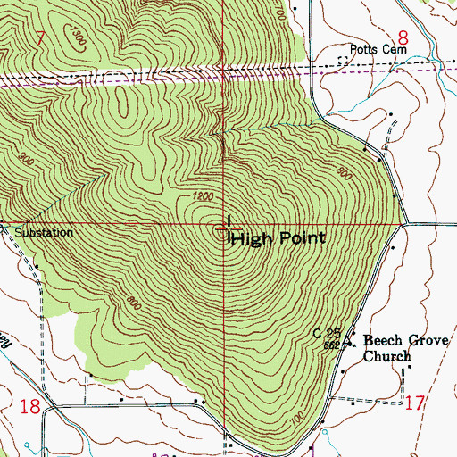 Topographic Map of High Point, AL