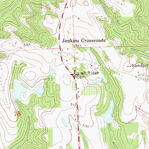 Topographic Map of High Ridge Cemetery, AL