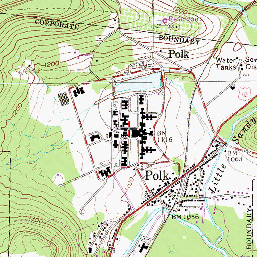 Topographic Map of Polk State School, PA