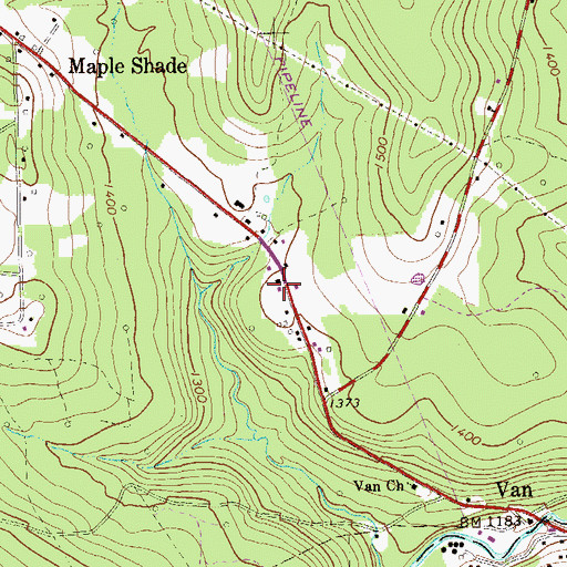 Topographic Map of East Sandy School, PA