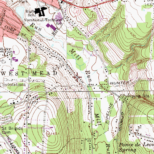 Topographic Map of Pierson School, PA