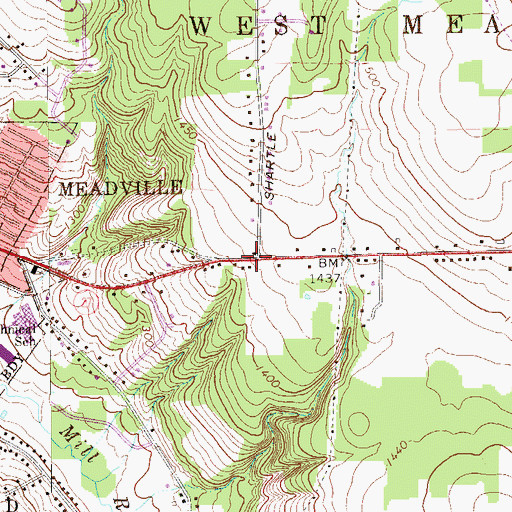 Topographic Map of Ellis School, PA