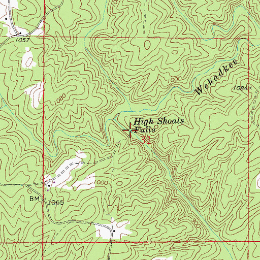 Topographic Map of High Shoals Falls, AL