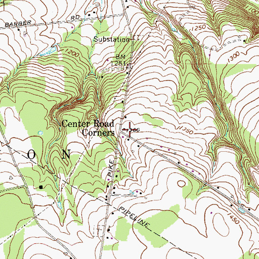 Topographic Map of Center School, PA