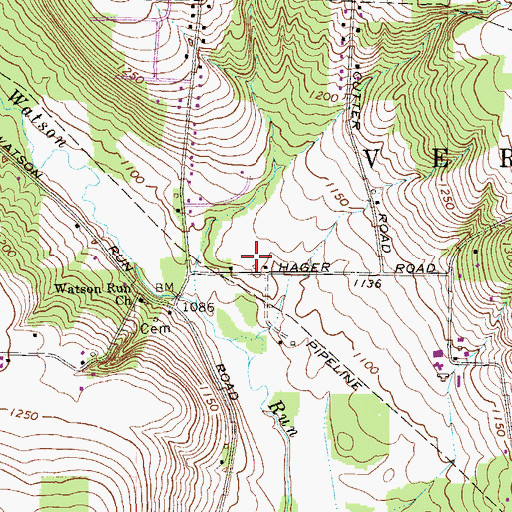 Topographic Map of Trace School, PA