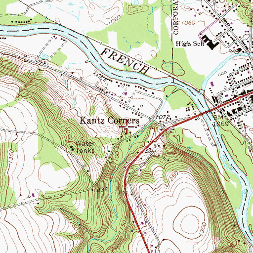 Topographic Map of Moore School, PA