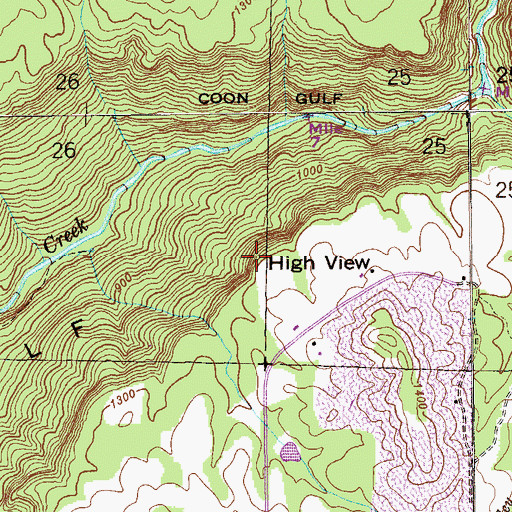 Topographic Map of High View, AL