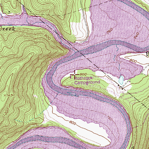 Topographic Map of Rothrock Campground, PA
