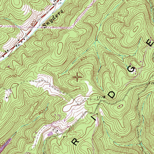 Topographic Map of Ridenour Overlook, PA